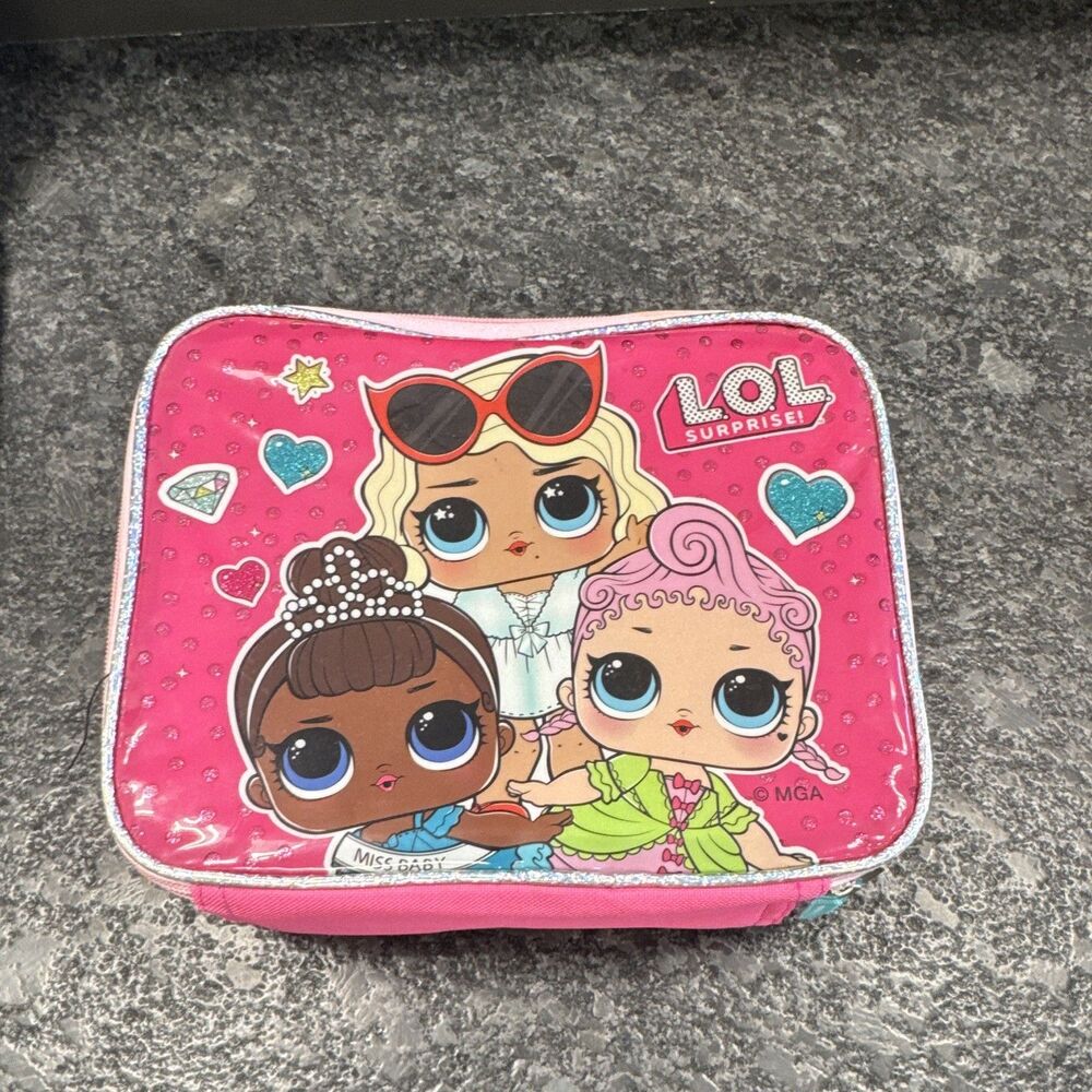 L.O.L. Surprise! Insulated Zip Soft Lunch Bag w/ Handle, Pink Polka Dot